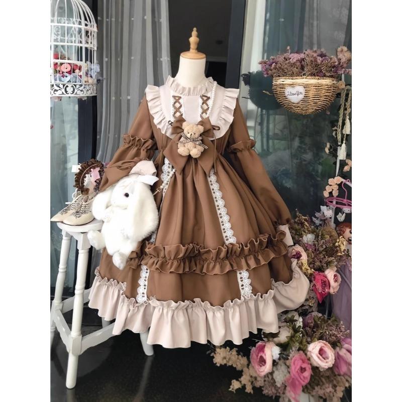 Adult Girl New Cute Sweet Student Long Sleeve Lolita Dress Performance Party Performance Dress