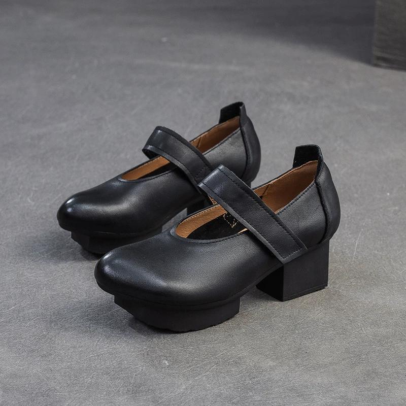 

Мода GKTINOO 2025 Весна Лето Новые Винтажные Туфли-лодочки на среднем каблуке из натуральной коровьей кожи с круглым носком Женские Ручной работы из Натуральной кожи 245