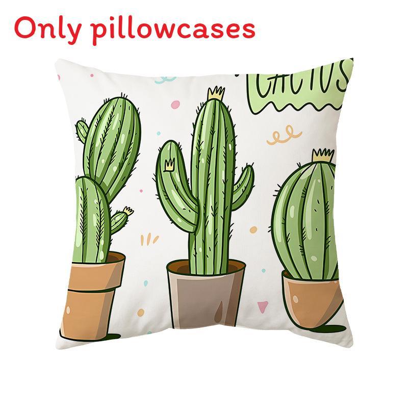 Cartoon Cactus Pattern Pillow Cover For Home Decor And Lounge Relaxation