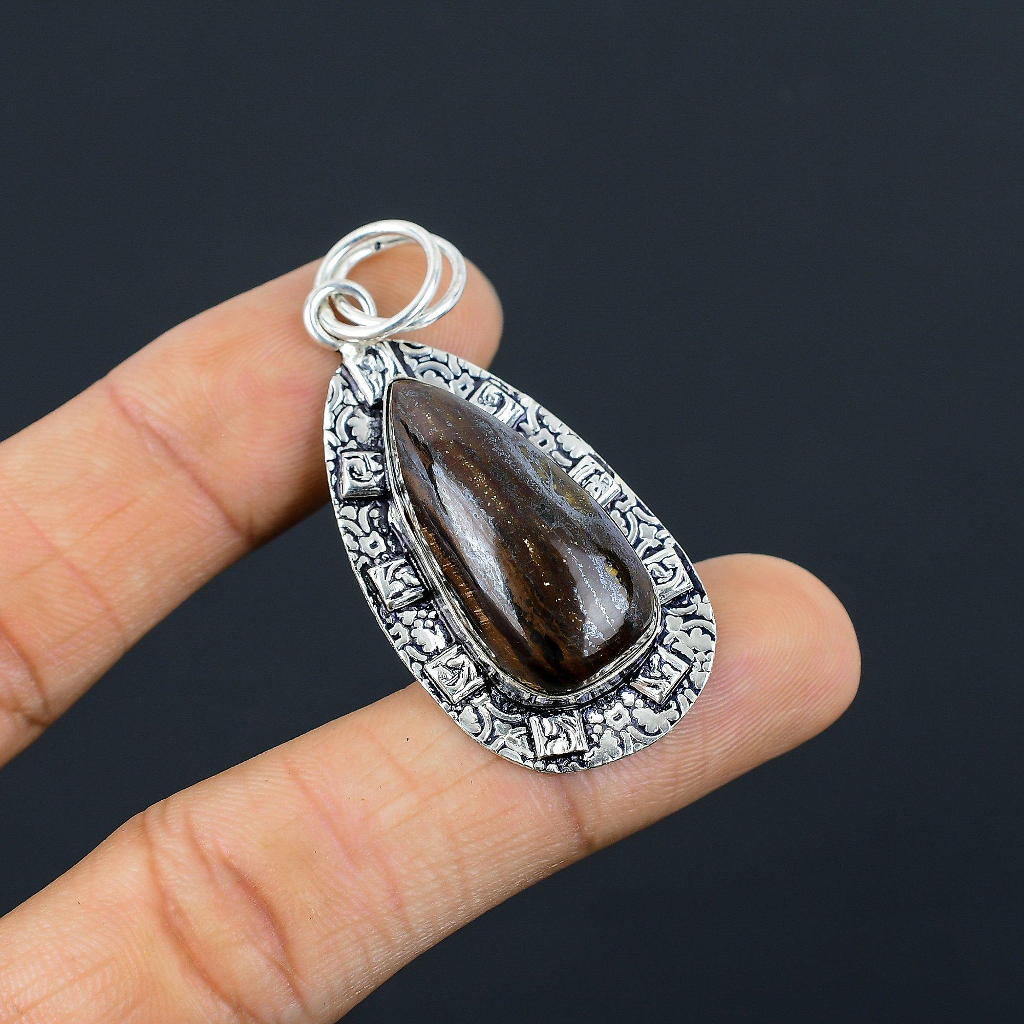 Sisters Day Deal Natural Iron Tiger Eye 925 Sterling Silver Engagement Pendant
