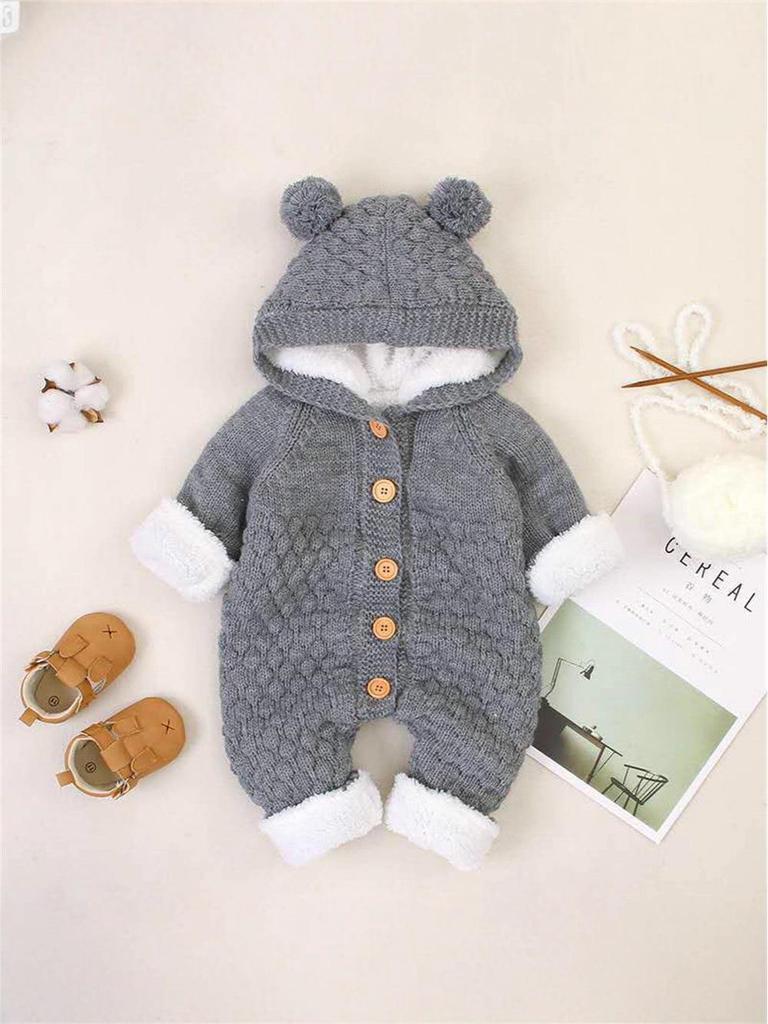 Knitted Baby Romper - Warm Wool Suit for Boys & Girls, Autumn/Spring