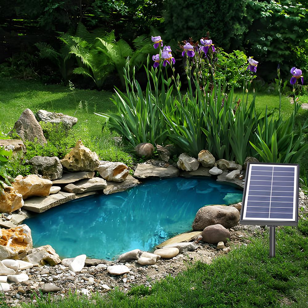 Solar   with 17pcs Double-layer Nozzle Kit 7W Solar Fountain Pump Built-in 3000mAh Battery Plug in 350LCelsiusH Solar Pond Pump with 16ft Cab