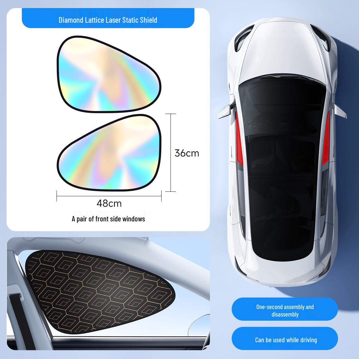 Diamond Lattice Electrostatic Car Sunshade Visor: Sun Protection & Heat Insulation for Side Windows