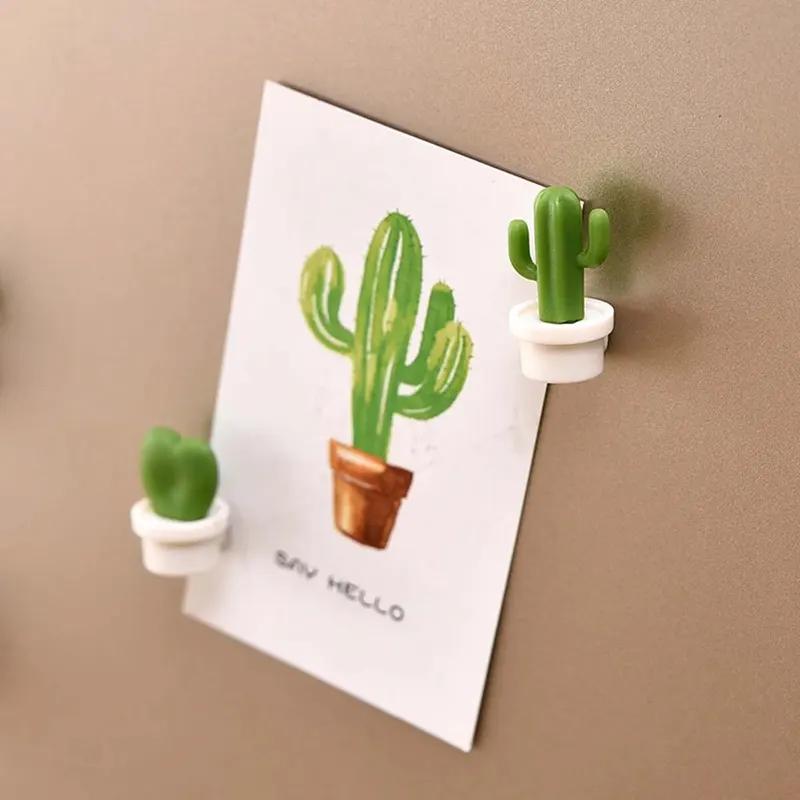 6 stk Kaktus Magnetic Message Kjøleskapsmagnet Grønn plante Pottemagnet Kaktusball Tredimensjonal kjøleskapsmagnet