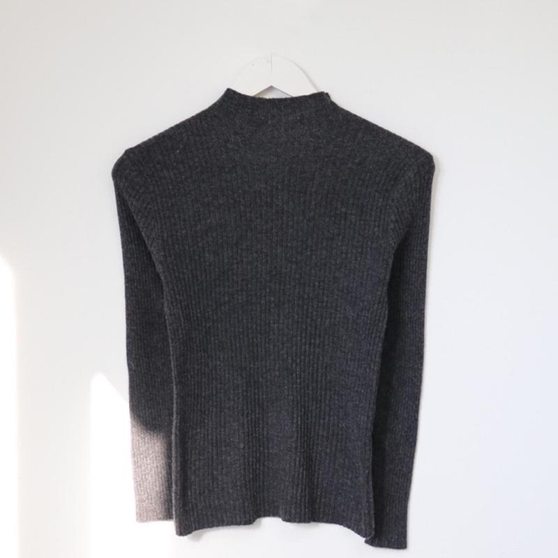 Autumn Winter Basic Semi-turtleneck Long Sleeved Women Knitted Sweater Soft Elastic Loose Pullover Sweaters Woman Casual Simple Tops Inner Clothing