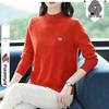 Stylish Women's Beaded Wool Sweater: Solid Color, Half-High Neck Pullover