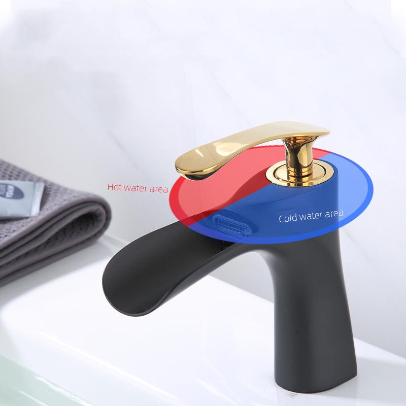 Bathroom Waterfall Basin Sink Faucets Hot Cold Tap Deck Mounted Water Mixer Crane Antique Bronze Chrome White Black Gold