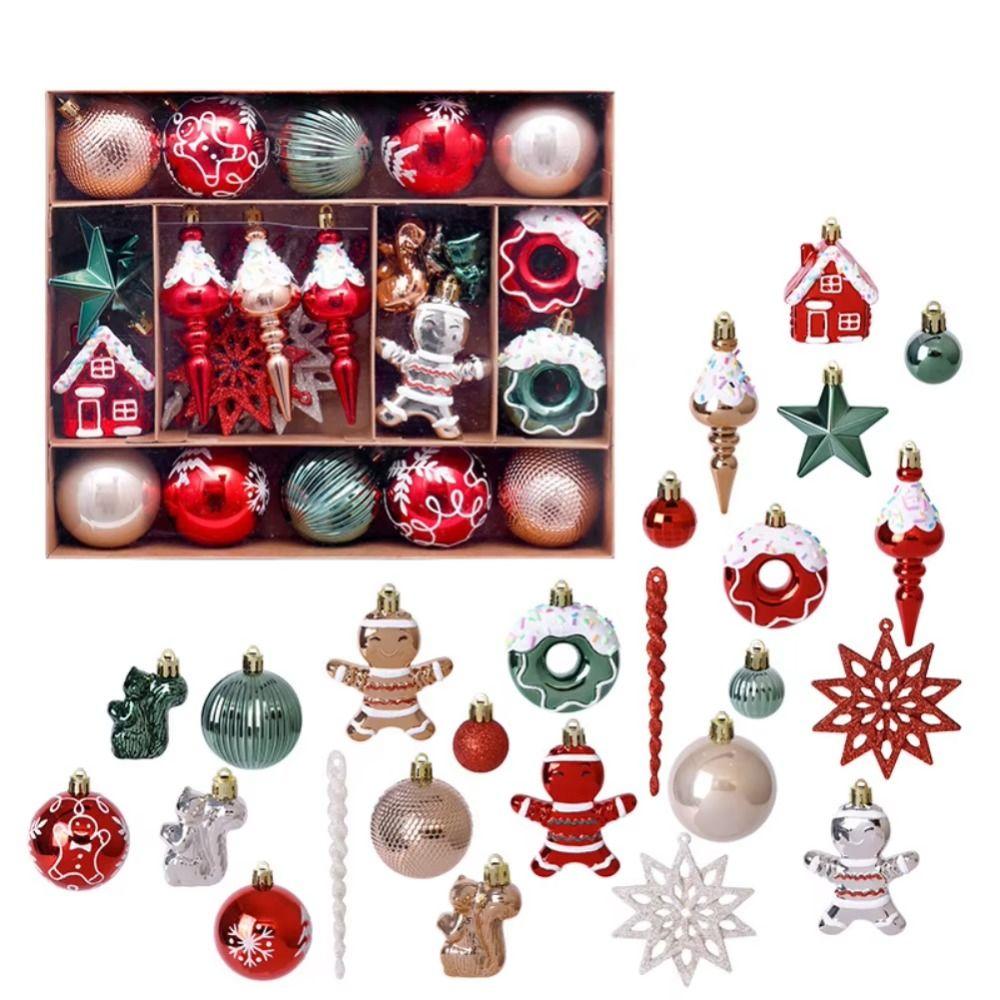 45PCS Gingerbread People Christmas Gingerbread Man European Style Plastics Christmas Tree Ornament DIY Painted Ball Multicolor