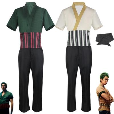 סרט אנימה Zoro Cosplay Costume Live Action Cosplay מכנסיים עליונים סט מלא תחפושת מסיבת קרנבל ליל כל הקדושים לגברים