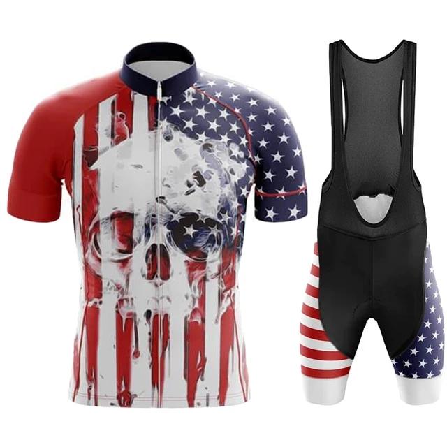2026 Team Men Summer Skeleton Short Sleeve Cycling Jersey Set MTB Maillot Ropa Ciclismo Bicycle Wear Breathable Cycling Clothing