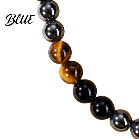 Collana di Perle Occhio di Tigre Perle di Pietra per Uomo Ossidiana Gialla