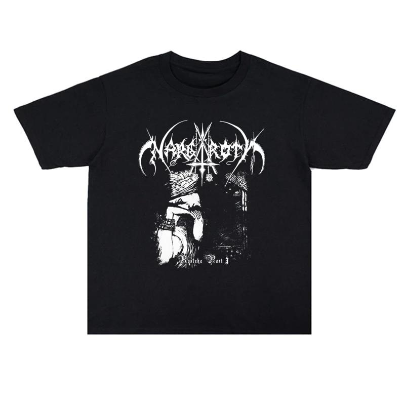 2025 Summer Men's black metal rock band Nargaroth pattern printed 100% cotton high-quality short-sleeved T-shirt