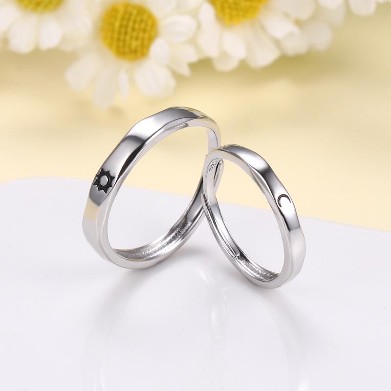 

Korean Sun and Moon Adjustable Couple Rings - Qixi Day Love Jewelry Open Adjustable