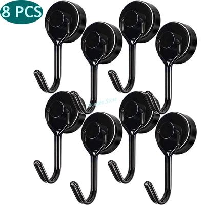 Ganchos magnéticos para serviços pesados, ímãs de neodímio fortes de 30 libras com ganchos giratórios para casa, cozinha, geladeira, guirlanda, chaves