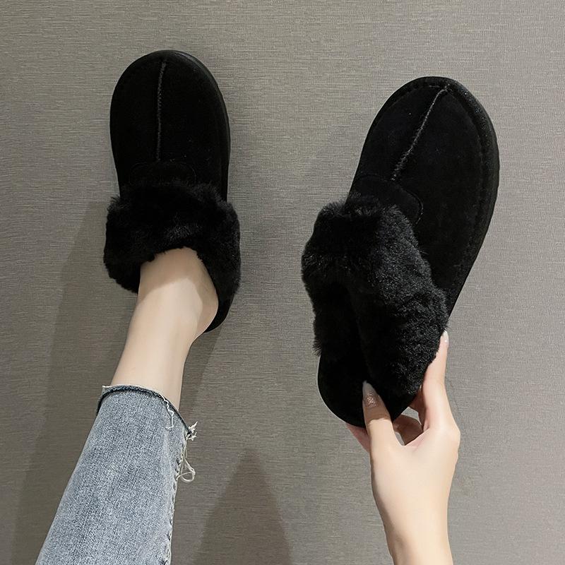 Mao Mao slippers women's outer wear fur integrated bag head snow boots 2025 winter new one-pedal thermal cotton slippers