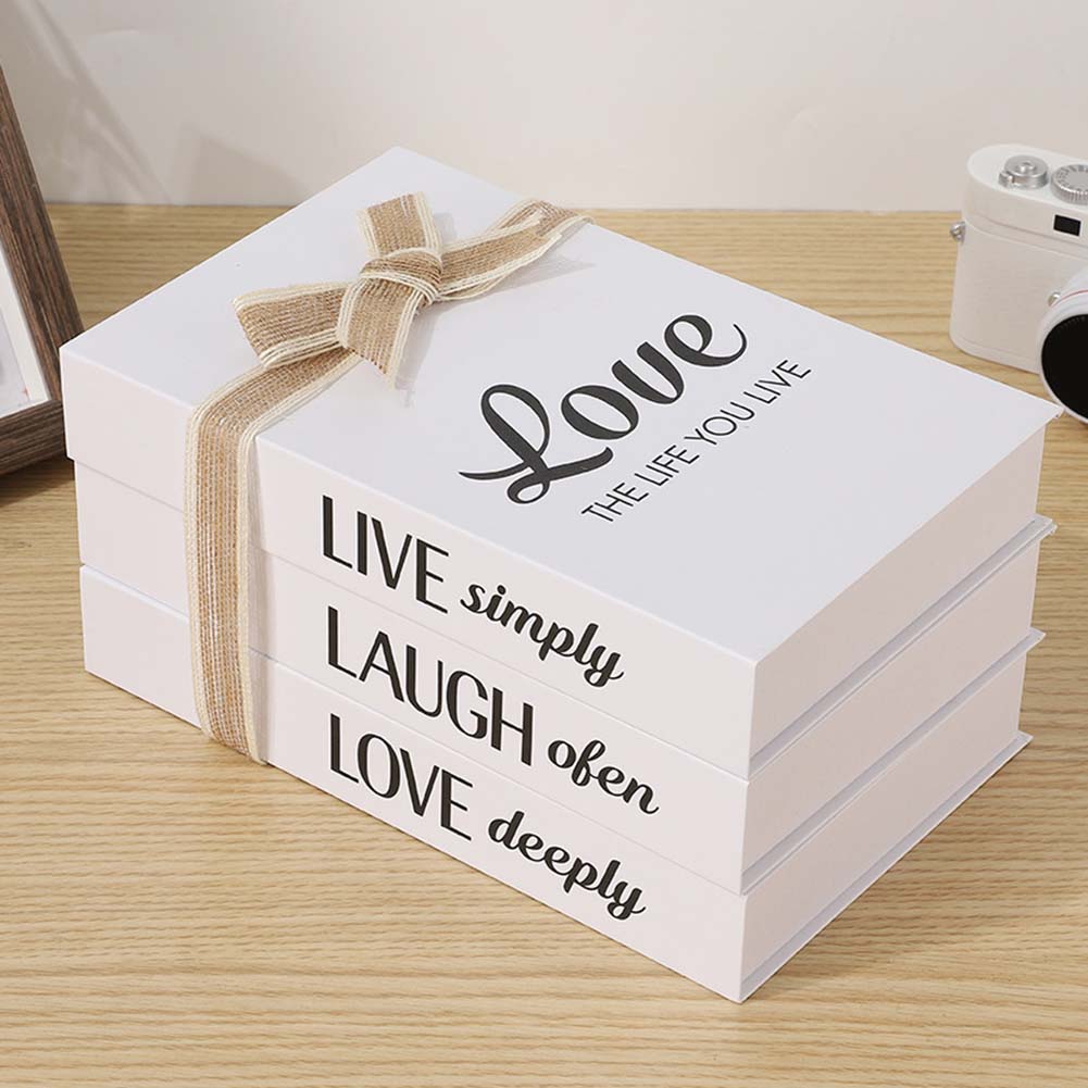 3Pcs Fake Books Set Simple Rustic Bundled Foldable Fake Book Ornaments Simulation Books Set Shooting-Props Living Room Decor