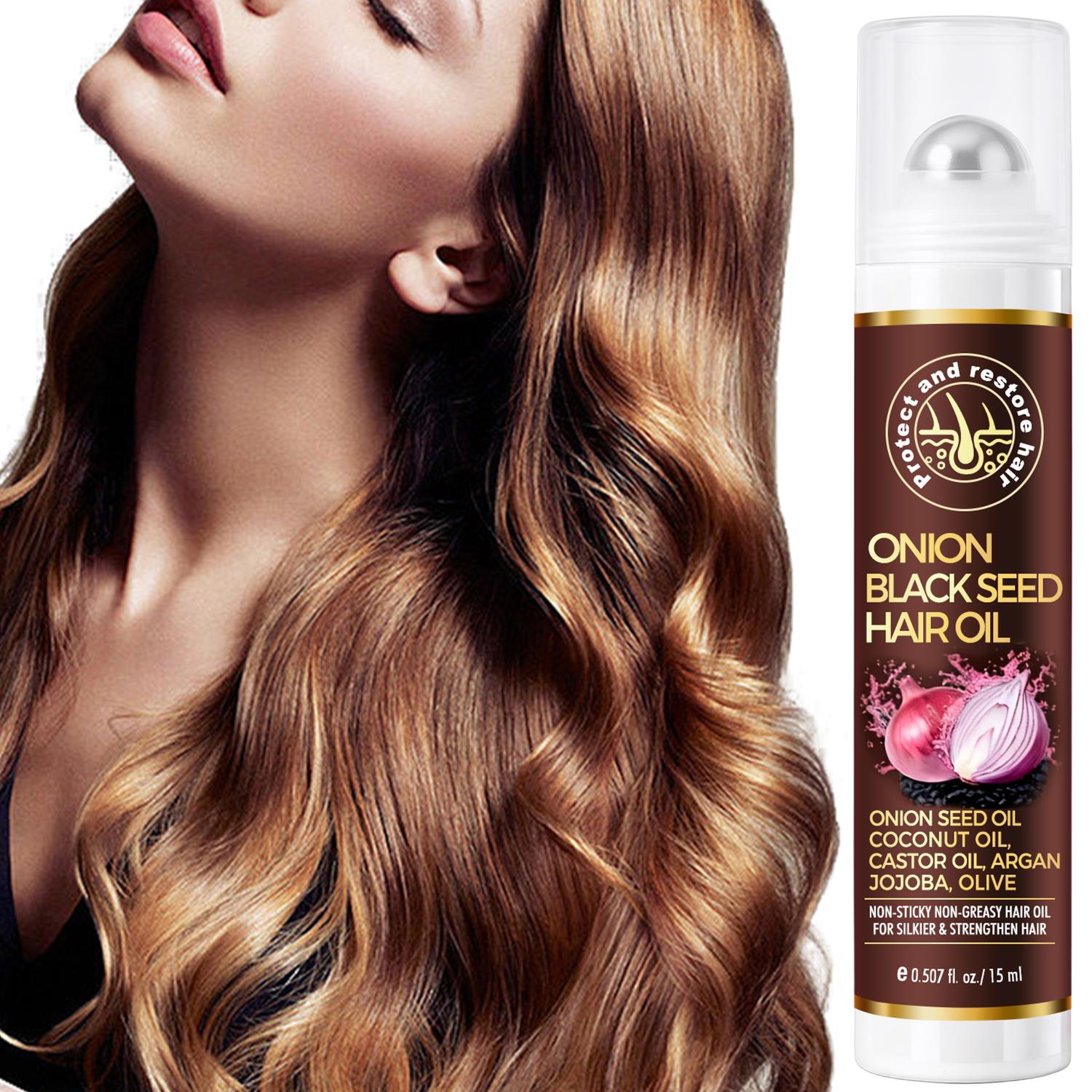 Onion Black Seed Hair Oil-Prevending Hair Breakage-Strength Hair-Essentail Oils Boosts Shine-Suitable For All Hair Types, 15ml