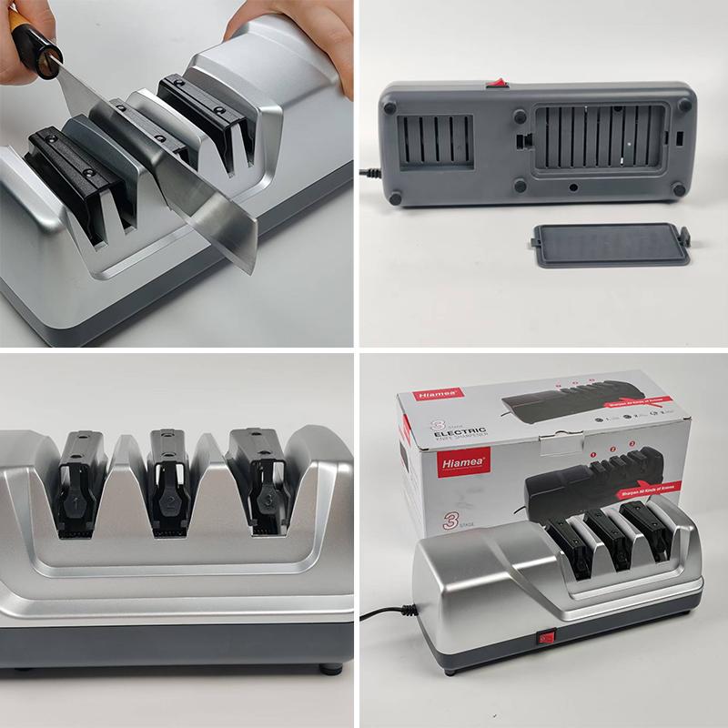 NEW Electric Knife Sharpener-Diamond Wheel System 3-Stage Sharpening (Coarse/Fine/Polish) Fast & Safe for Kitchen Chef