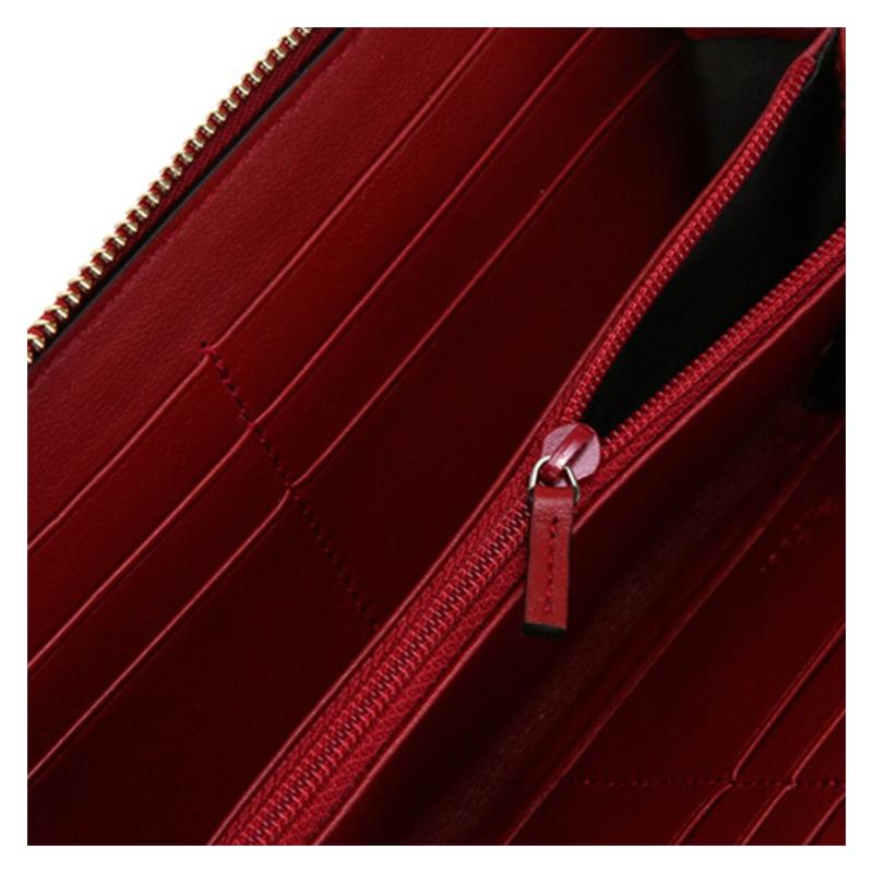 Gucci Presbyopia Logo embossed long zipper leather wallet women's red