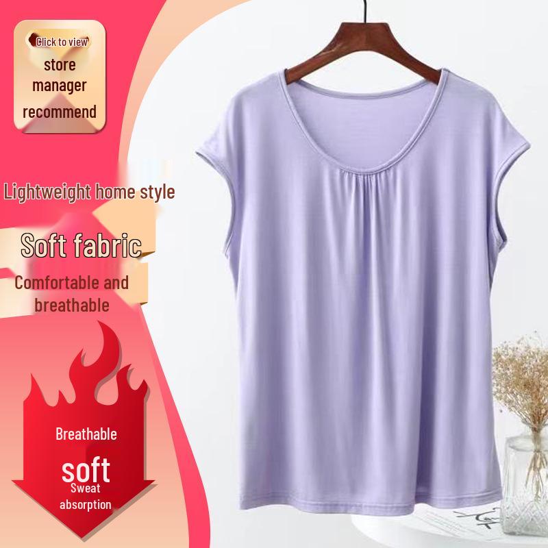 

Женский топ большого размера из модала свободного кроя без рукавов для весны/лета 6XL светло-фиолетовый