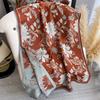 Ethnic Style Flower Imitation Cashmere Scarf Women'S Winter Thickened Double-Sided Air Conditioner Shawl Scarf