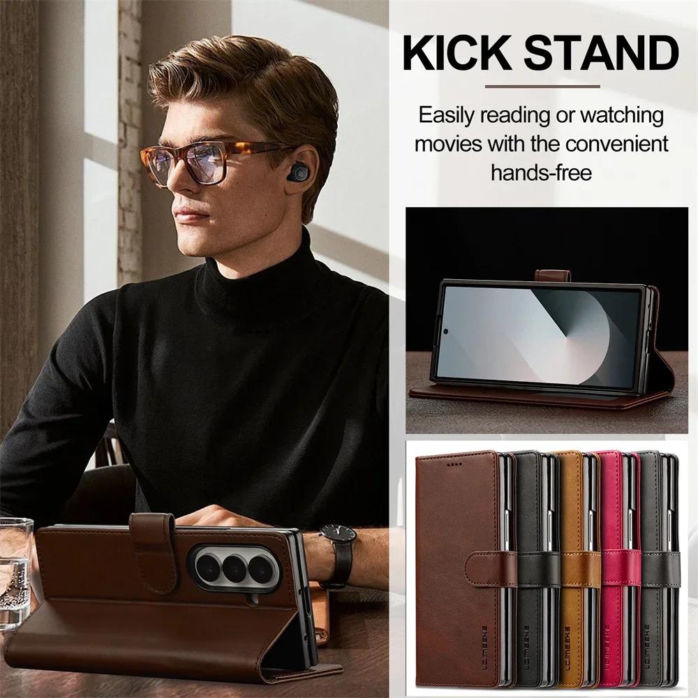 Wallet PU Leather For Samsung Galaxy Z Fold 7 6 5 4 3 Fold7 Fold6 Fold5 Fold4 5G Phone Case with Card Holder Book Cover