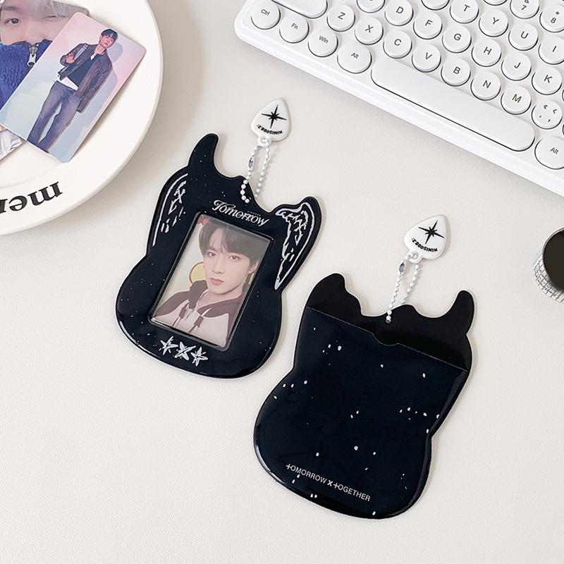 Cartoon Photocard Case Card Holder Bag Keychain Guitar Photocard Bag Cute Idol Photos Protective Cover Idol Photo Card Holder
