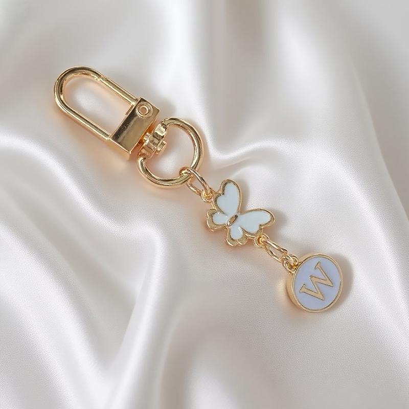 Metalowy Brelok z Literą Motyla A-Z 26 Liter Brelok Urok Uchwyt na Klucze Samochodowe Zawieszka do Torby Akcesoria Biżuteria Prezent