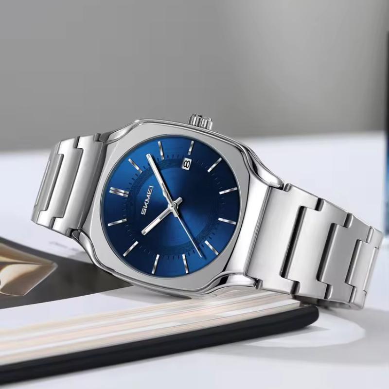 Mens Wristwatch Square Quartz Watches Waterproof, Date Function, Stainless Steel Band & Buckle