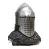 Bascinet Spoleto Helmet Armored Combat  Reenactment Helmet LARP Battle Armor Helmet With Chainmail