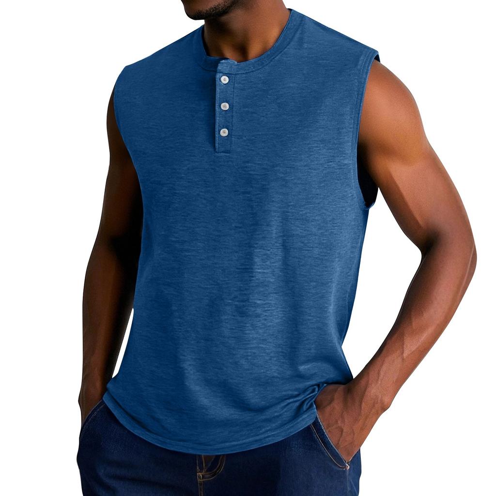 Men's Summer Solid Color Sports Buttons Vest Men's Sports Casual Vest
