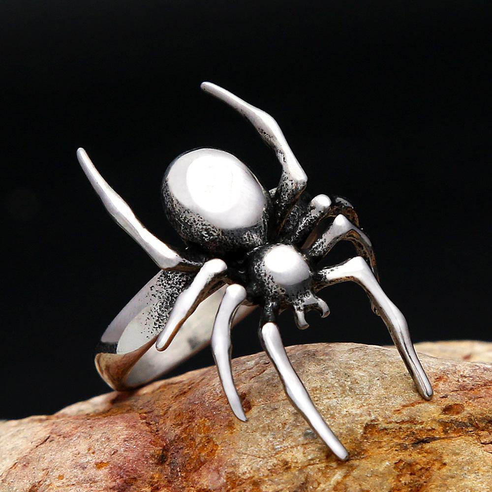 Anello Design Ragno Stile Gotico Unisex Anelli per Coppia Moda Halloween Acciaio Inossidabile Fascia