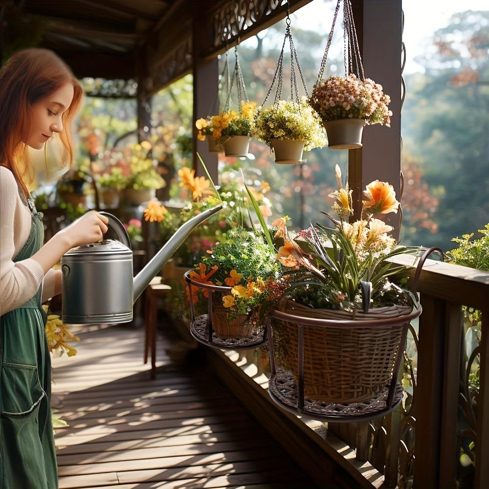 Hanging Railing Planters, Metal Flower Pot, Iron Rack Balcony Planter Basket Small Shelf Container for Balcony Fence Garden Flower Pot