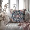 Vintage Boho Floral Print Throw Pillow Cover 18x18 - Orange, Blue, Teal - Retro Rust Floral Decor Pillowcase | Indoor Outdoor Cushion Case for Sofa
