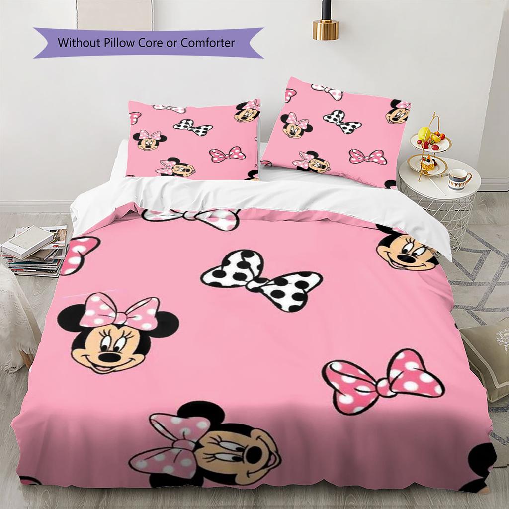 Sweet Polka Dot Minnie Mouse Pattern, The Perfect Choice for Decorating A Child's Bedroom. Warm and Comfortable Bedding Set.