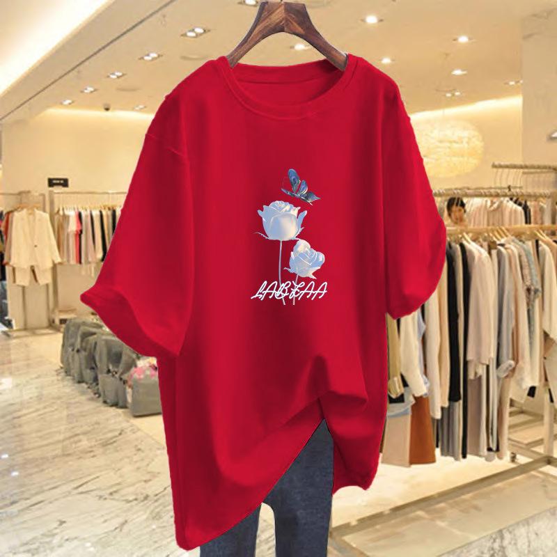 

Лето 2025 Женская футболка из чистого хлопка свободного кроя белого цвета - Короткий рукав, Прямое плечо, Универсальный стиль XXL