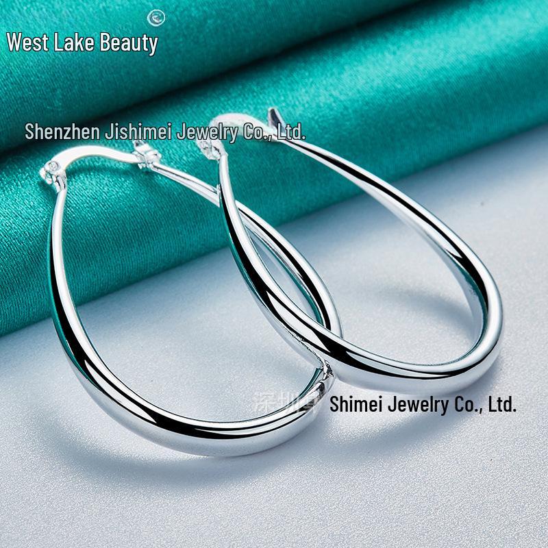 

Silver U-Shaped Hoop Earrings - Women s Jewelry by West Lake Beauty