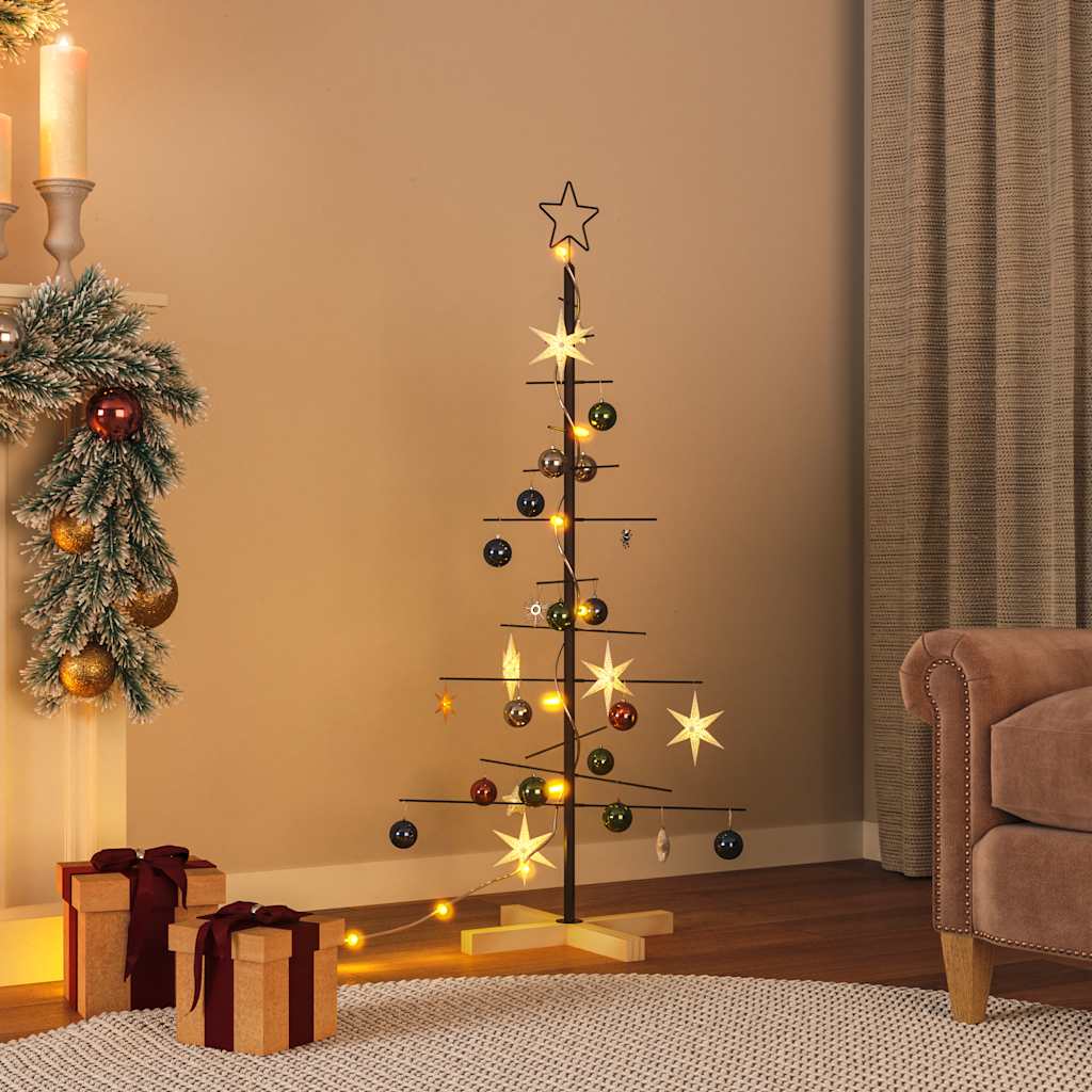 vidaXL Weihnachtsbaum Metall mit Holzständer Schwarz 120 cm schwarz