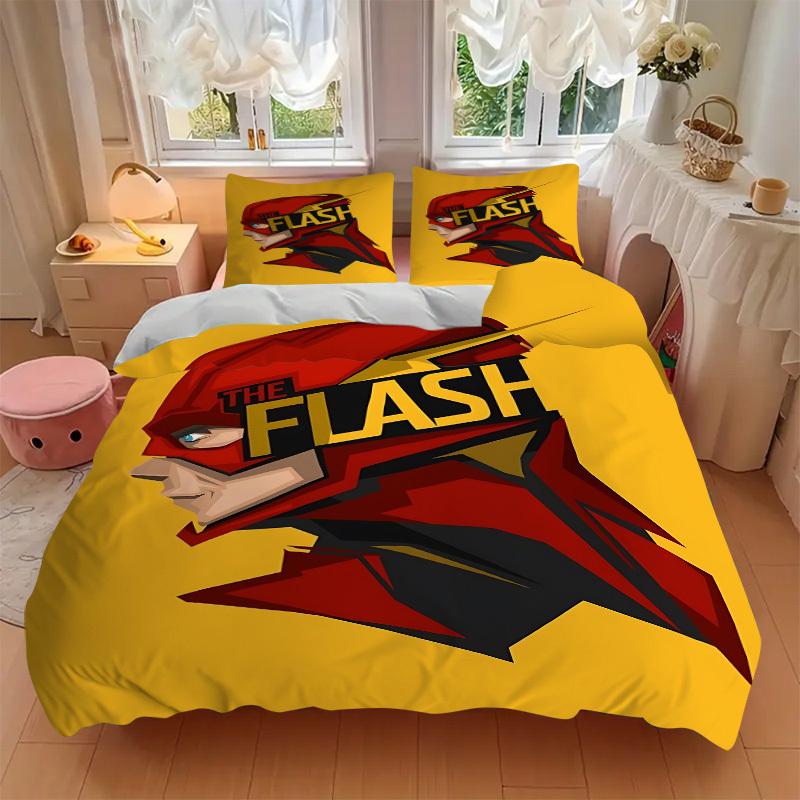 3pcs The Flash, Superhero Cover Set,Soft Comfortable Duvet Cover,Guest Room (1*Duvet Cover + 2*Pillowcases, Without Core) Yy251024041