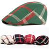Stylish Unisex Beret Cap Vintage Plaid Pattern In 5 Colors