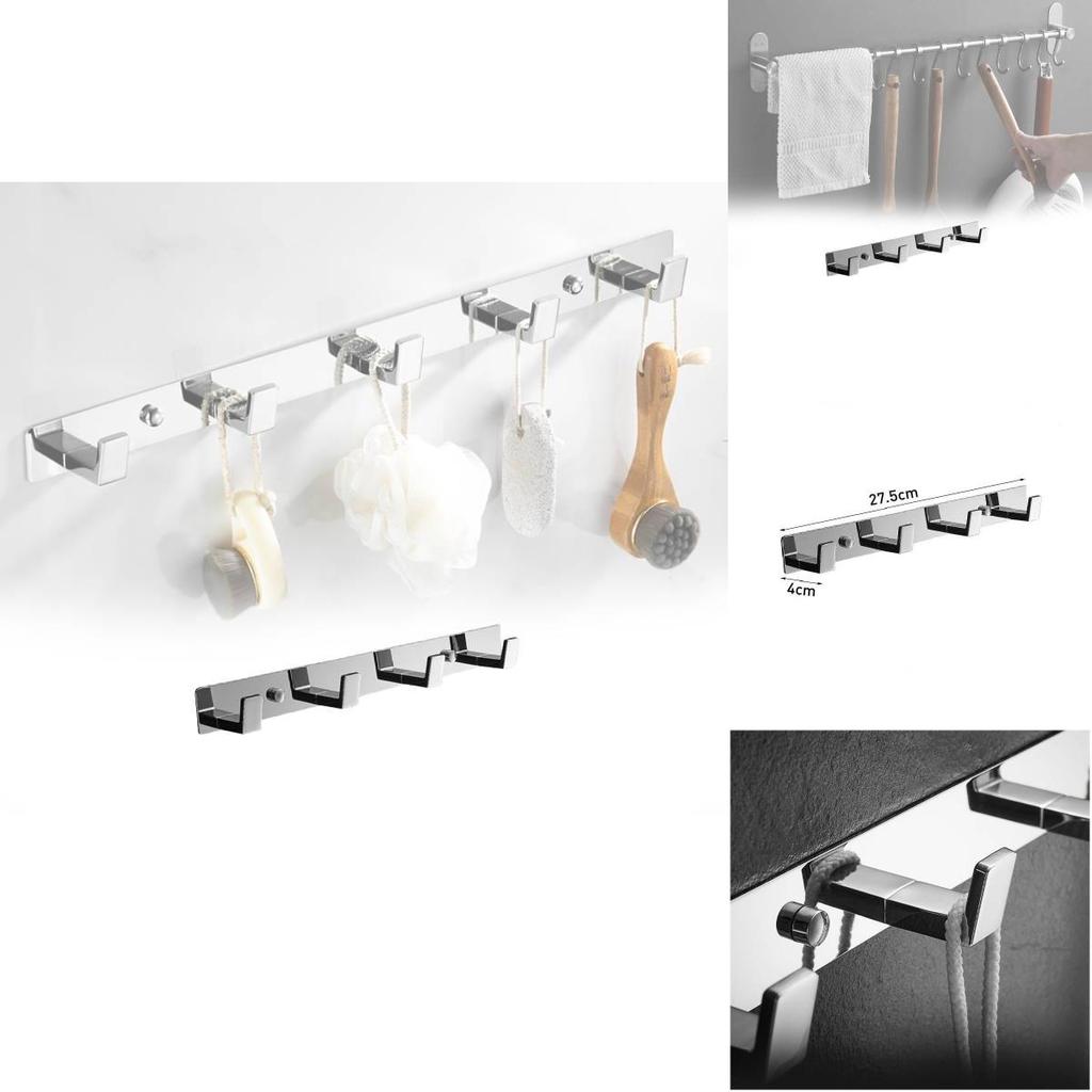 Sturdy Stainless Steel Adhesive Hooks For Heavy Duty Clothing In Kitchen And Bathroom Spaces