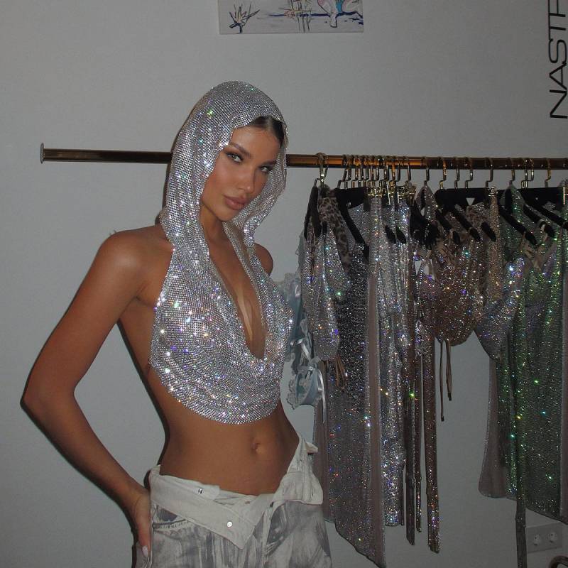 Summer Metallic Sequin Crop Top For Women Streetwear Fashion Statement