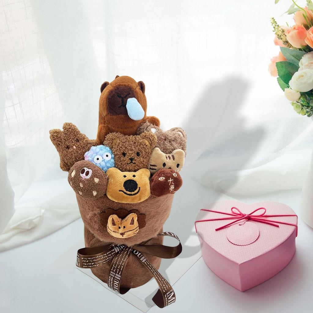 Plush Doll Bouquet Toy, Artificial Flower Bouquet Ornament Stuffed Animal Doll