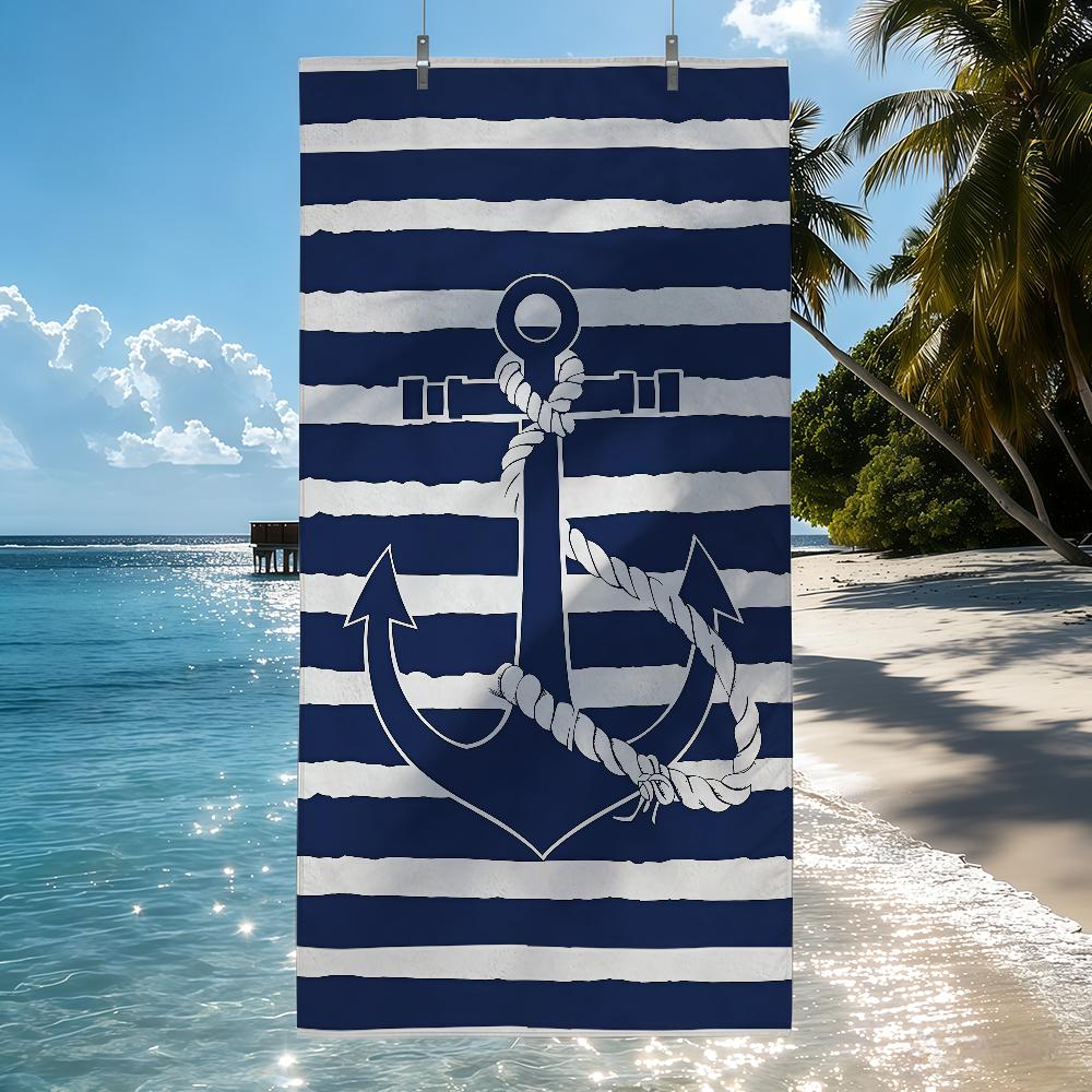 Nautical Anchor Nautical Style Towel Quick Drying Beach Towels Are Suitable For Swimming Pools Camping Yoga And The Gym