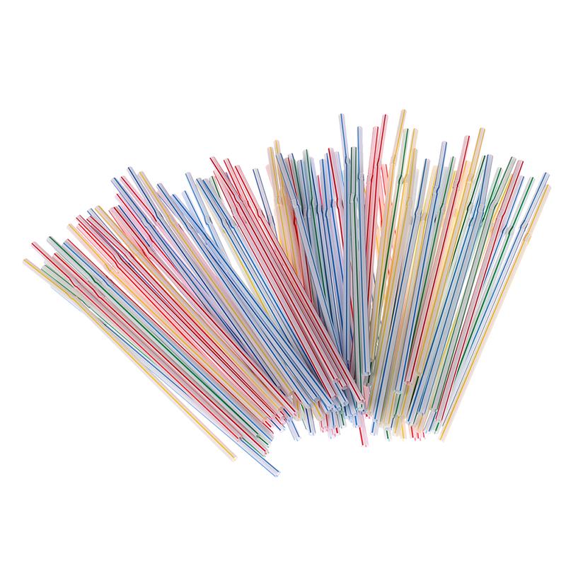 100Pcs/Set Curved Plastic Drinking Straw Cocktail Lounge Wedding Birthday Party