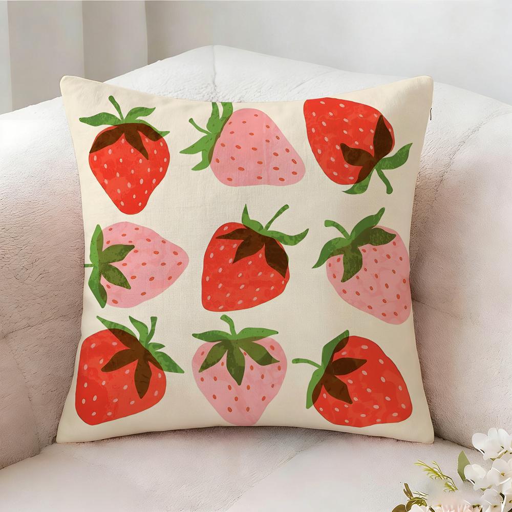 Strawberries Cute Food Pillow Case Pillowcase Doublesided Printed Sofa Cushion Bedroom Headboard Pillow