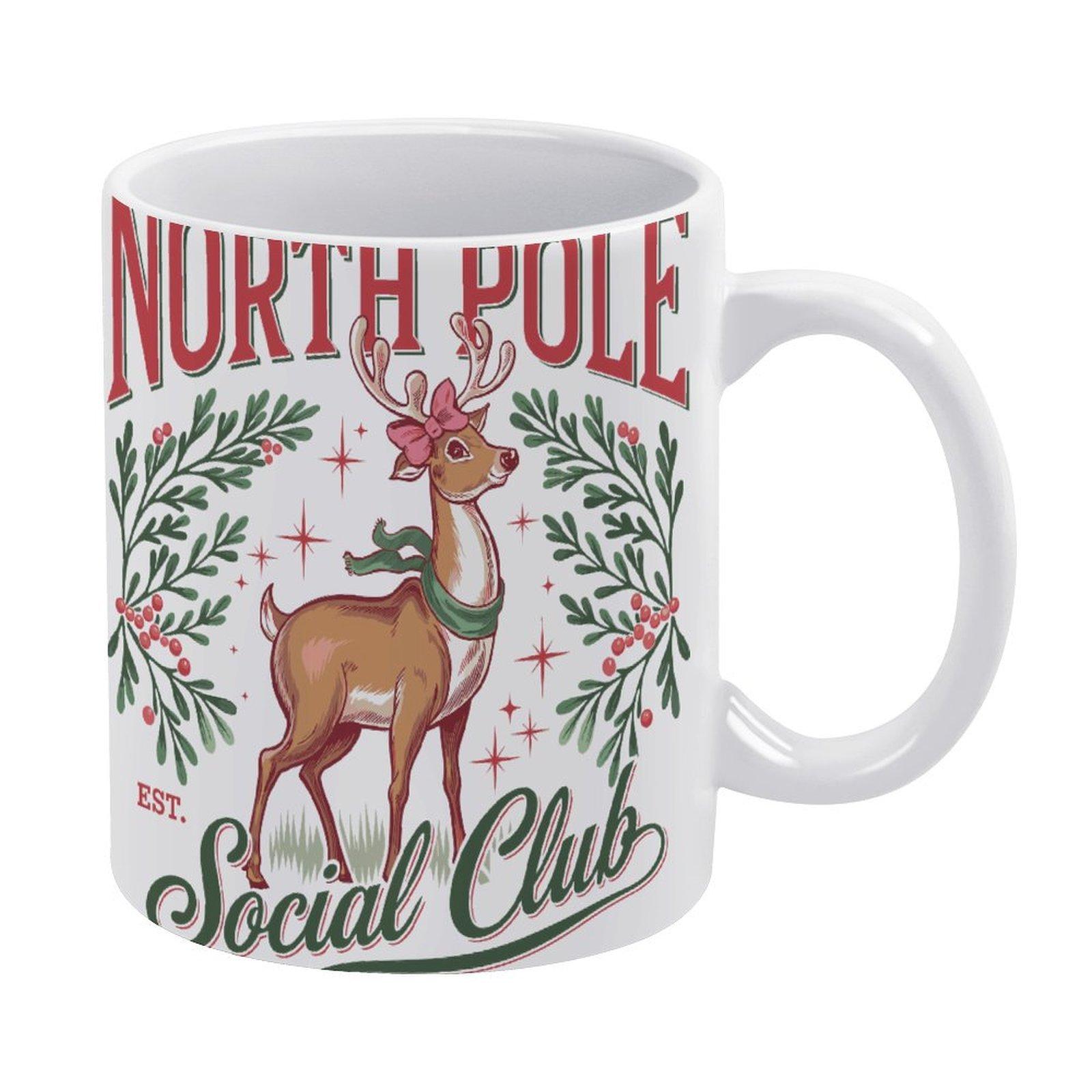 

11oz White Ceramic Mug with Smooth Handle and Printed Surfaces, Heat-Resistant Cup for Coffee, Tea and Daily Drink Enjoyment белый