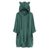 Women's Fashionable Solid Color Long Sleeved Pocket Long Loose Pullover Top
