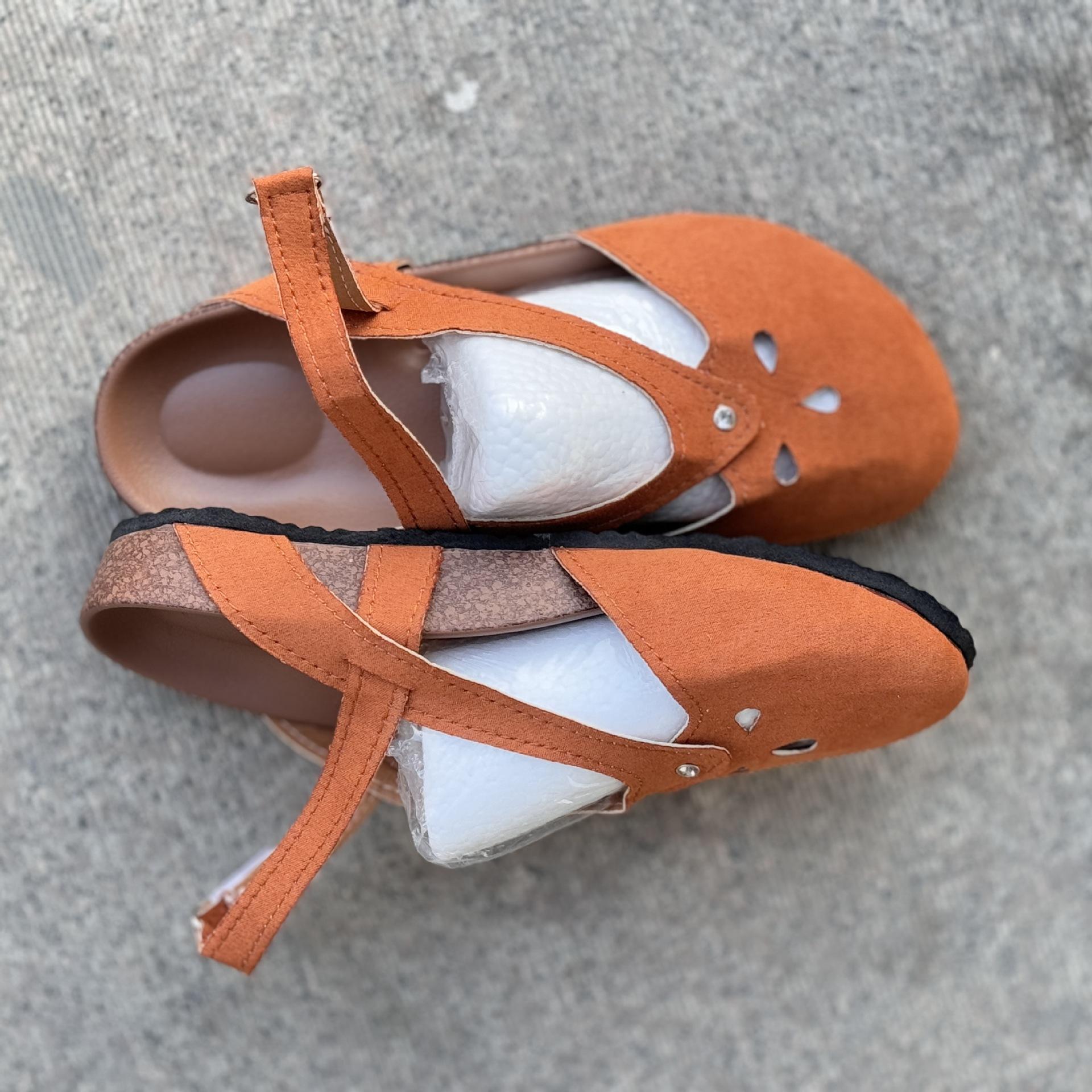 

Новые модные женские замшевые сандалии с открытым носком - ретро полые дышащие удобные стельки с поддержкой свода стопы нескользящие повседневные кроссовки 44 оранжевый