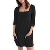 Women's Fashion Casual Solid Color Square Neck 3/4 Sleeve Short Dress